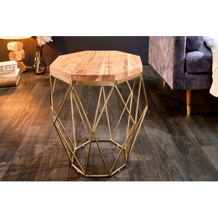 Table basse DIAMOND 50cm naturel et laiton