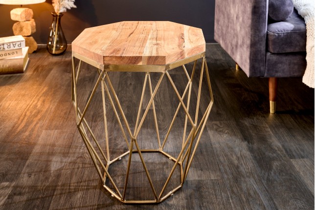 Table basse DIAMOND 50cm naturel et laiton
