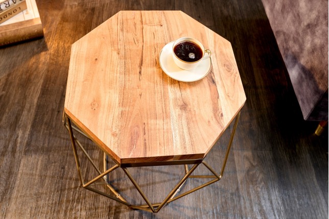 Table basse DIAMOND 50cm naturel et laiton