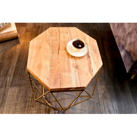 Table basse DIAMOND 50cm naturel et laiton