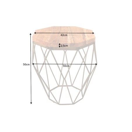 Table basse DIAMOND 50cm naturel et laiton