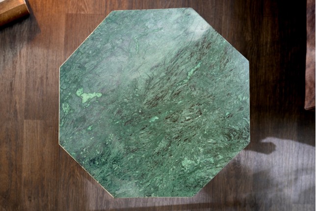 Table basse DIAMOND 50cm marbre vert et laiton