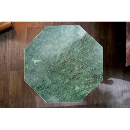 Table basse DIAMOND 50cm marbre vert et laiton