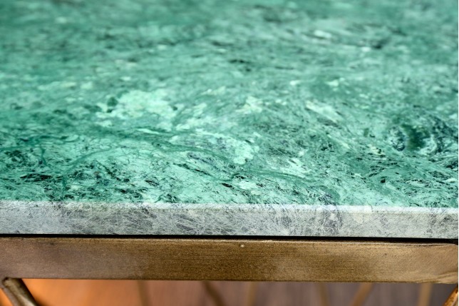 Table basse DIAMOND 50cm marbre vert et laiton