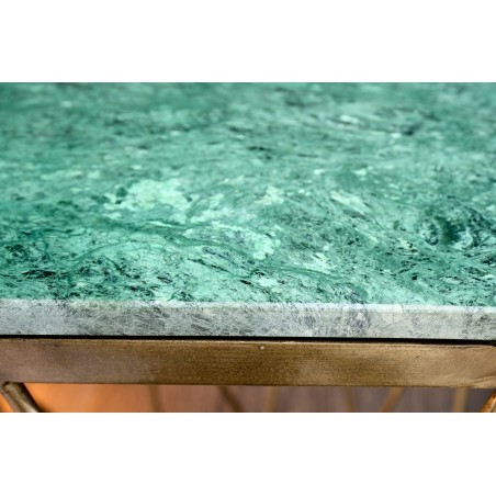 Table basse DIAMOND 50cm marbre vert et laiton