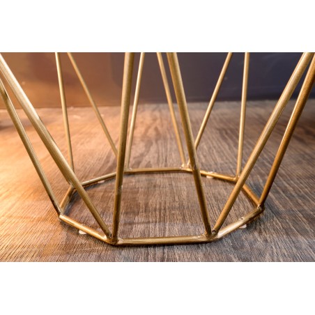 Table basse DIAMOND 50cm marbre vert et laiton