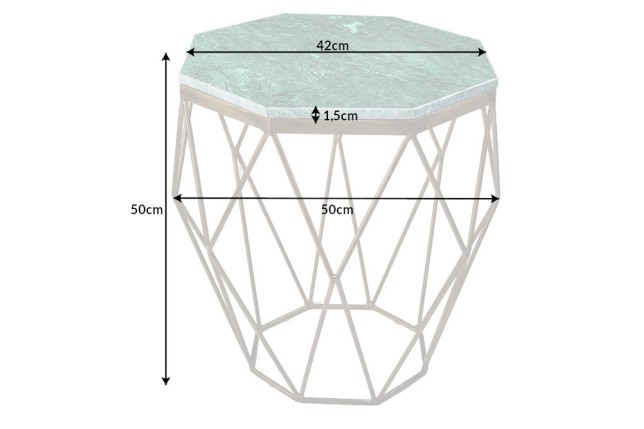 Table basse DIAMOND 50cm marbre vert et laiton