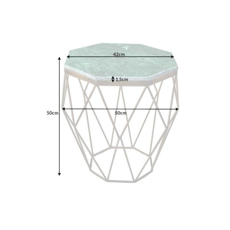 Table basse DIAMOND 50cm marbre vert et laiton