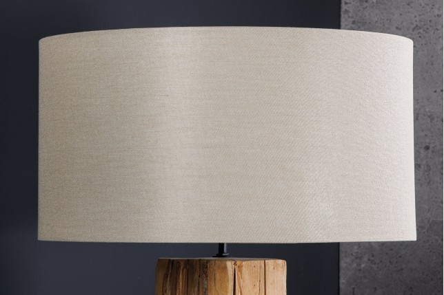 Abat-jour rond lin beige 40x22x40cm - Lampe de table