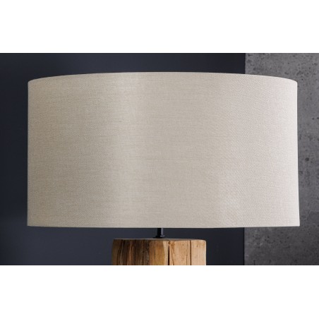 Abat-jour rond lin beige 40x22x40cm - Lampe de table