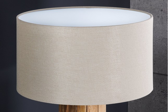 Abat-jour rond lin beige 40x22x40cm - Lampe de table