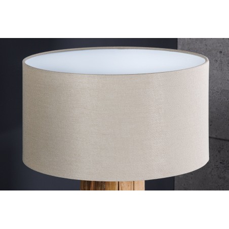 Abat-jour rond lin beige 40x22x40cm - Lampe de table