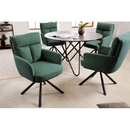 Fauteuil pivotant BIG GEORGE 360° tissu vert - accoudoirs