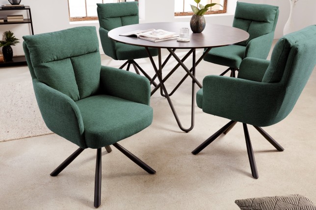 Fauteuil pivotant BIG GEORGE 360° tissu vert - accoudoirs