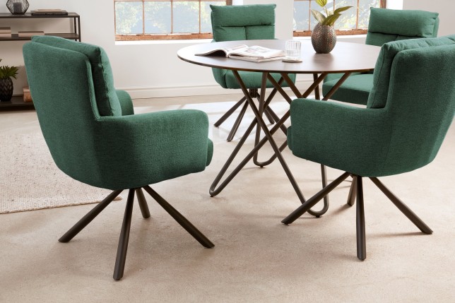 Fauteuil pivotant BIG GEORGE 360° tissu vert - accoudoirs