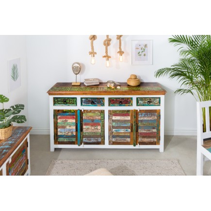 Buffet bas JAKARTA 160cm manguier blanchi et bois recyclé 2