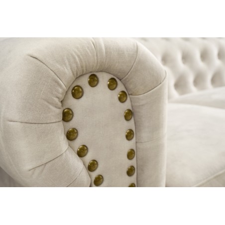 Canapé Chesterfield 3 places velours champagne 200cm