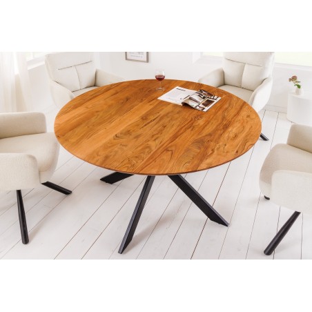 Table à manger ronde GALAXIE 130cm acacia massif