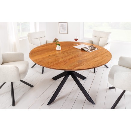 Table à manger ronde GALAXIE 130cm acacia massif 2