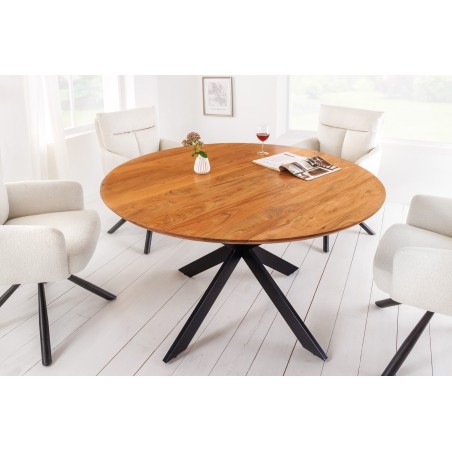 Table à manger ronde GALAXIE 130cm acacia massif