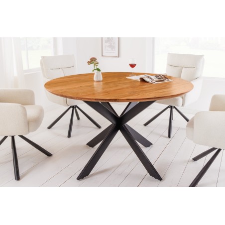 Table à manger ronde GALAXIE 130cm acacia massif