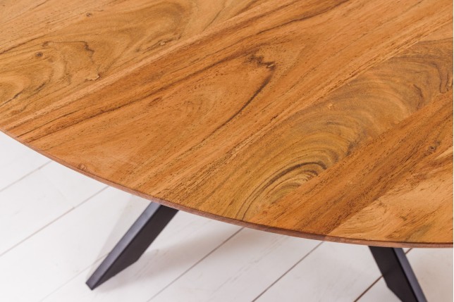 Table à manger ronde GALAXIE 130cm acacia massif
