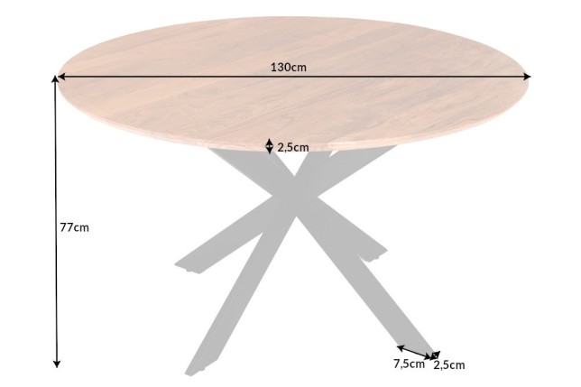 Table à manger ronde GALAXIE 130cm acacia massif