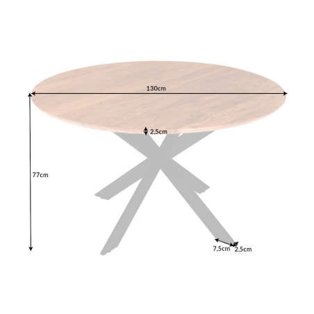 Table à manger ronde GALAXIE 130cm acacia massif