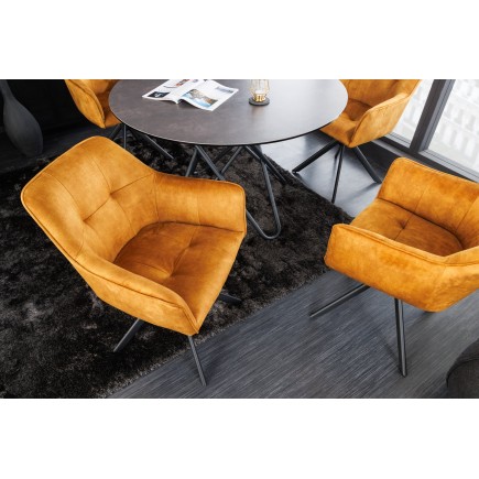 Fauteuil pivotant LOFT 180° velours moutarde - Design