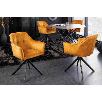 Fauteuil pivotant LOFT 180° velours moutarde - Design 2
