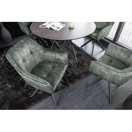 Fauteuil pivotant LOFT 180° velours vert - Accoudoirs