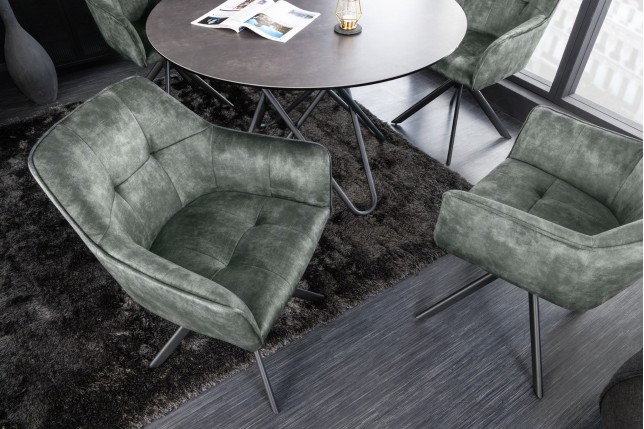 Fauteuil pivotant LOFT 180° velours vert - Accoudoirs
