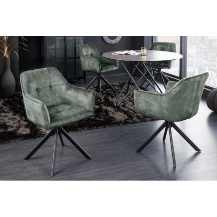 Fauteuil pivotant LOFT 180° velours vert - Accoudoirs 2