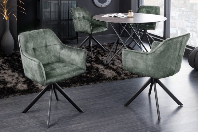 Fauteuil pivotant LOFT 180° velours vert - Accoudoirs