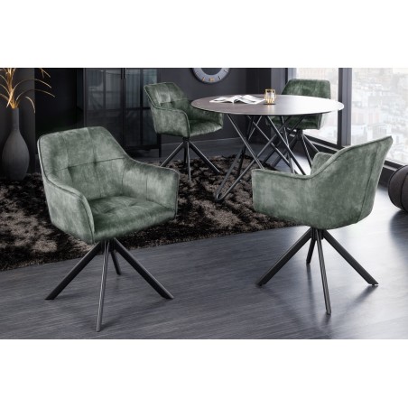 Fauteuil pivotant LOFT 180° velours vert - Accoudoirs