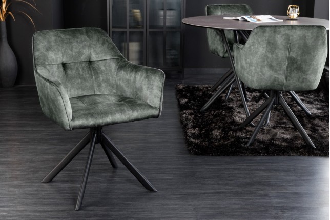 Fauteuil pivotant LOFT 180° velours vert - Accoudoirs