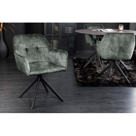 Fauteuil pivotant LOFT 180° velours vert - Accoudoirs