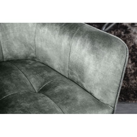 Fauteuil pivotant LOFT 180° velours vert - Accoudoirs