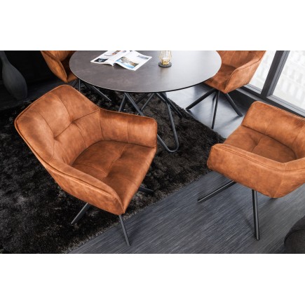 Fauteuil pivotant LOFT velours brun cuivré 180°