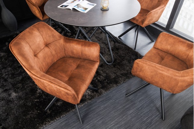 Fauteuil pivotant LOFT velours brun cuivré 180°