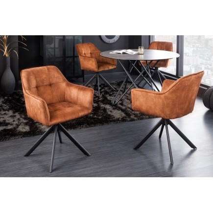 Fauteuil pivotant LOFT velours brun cuivré 180° 2