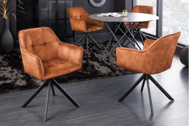 Fauteuil pivotant LOFT velours brun cuivré 180°