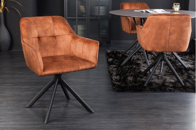 Fauteuil pivotant LOFT velours brun cuivré 180°