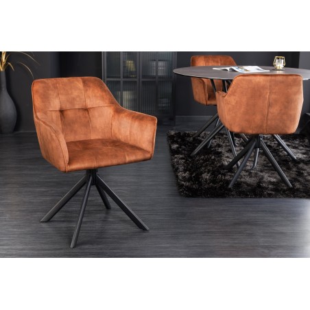 Fauteuil pivotant LOFT velours brun cuivré 180°