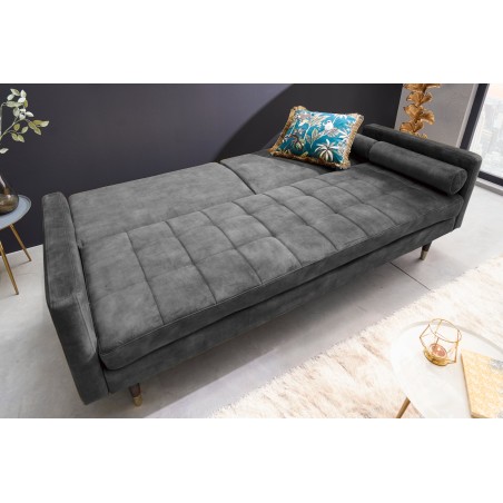 Canapé-lit COUTURE 200cm micro velours gris