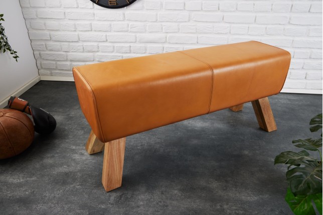 Banc TURNBOCK 100cm cuir véritable cognac