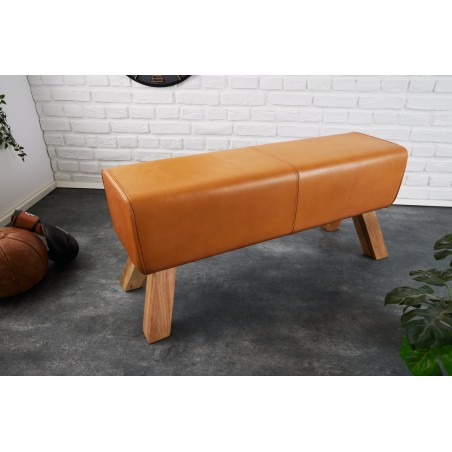 Banc TURNBOCK 100cm cuir véritable cognac