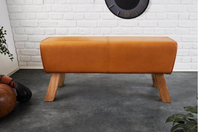Banc TURNBOCK 100cm cuir véritable cognac