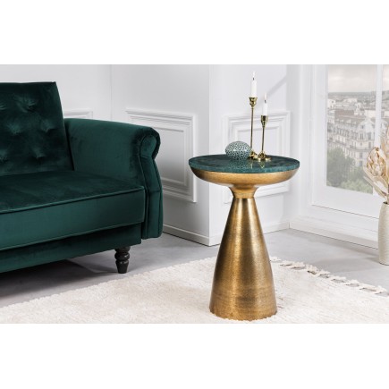 Table d'appoint ELEMENTS 40cm marbre vert et doré