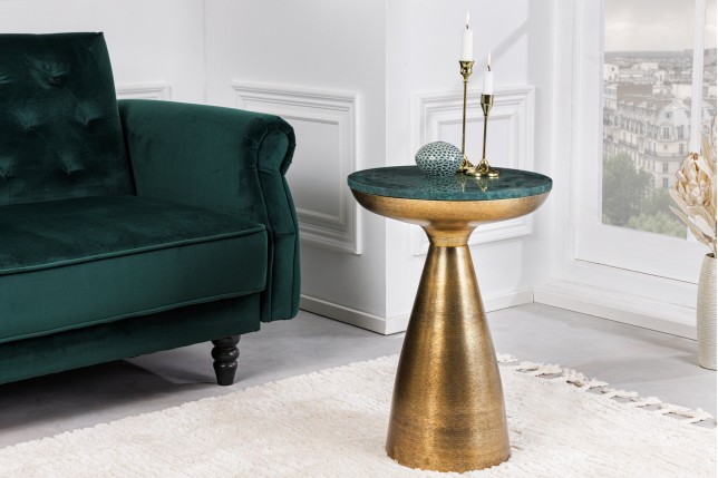 Table d'appoint ELEMENTS 40cm marbre vert et doré